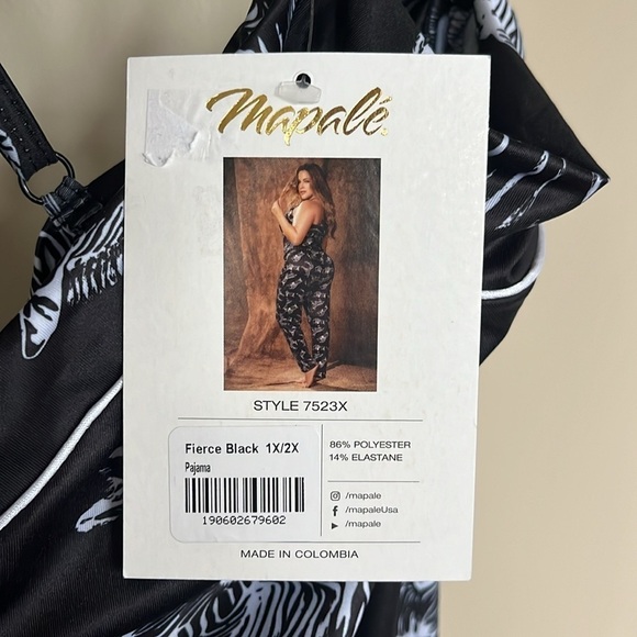 Brand New Mapale Full-Length Onesie Black White Zebra Animal Print Semi-Loose - Picture 8 of 14